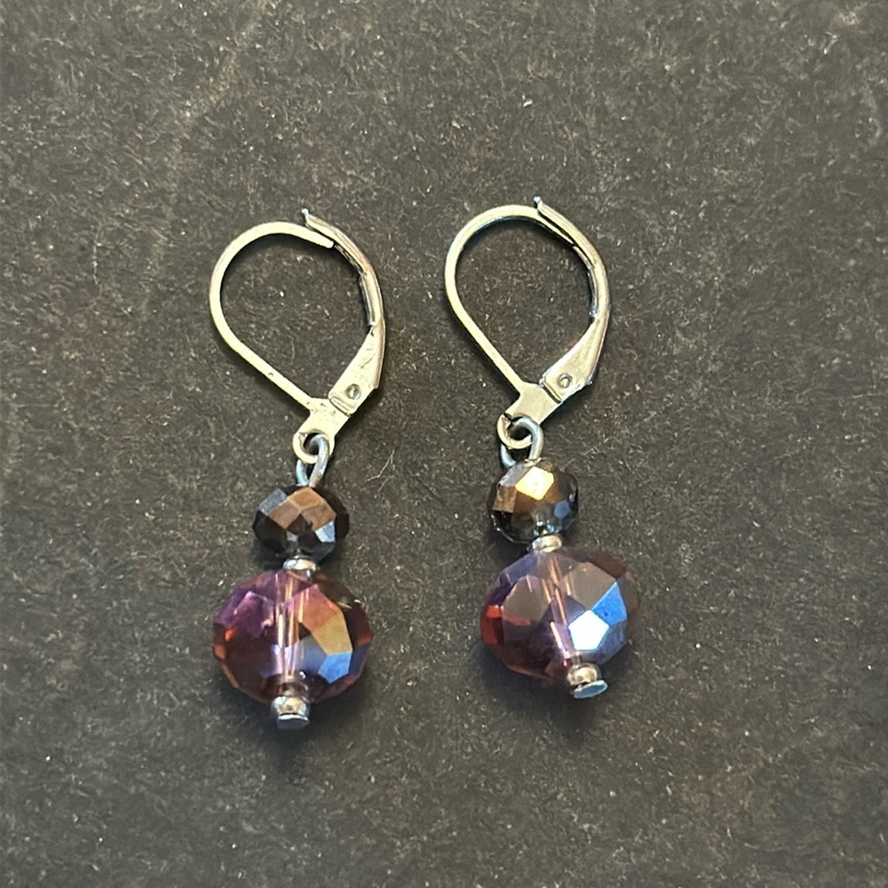 AB Faucet Crystal LeverBack Pierced Dangle Earrings